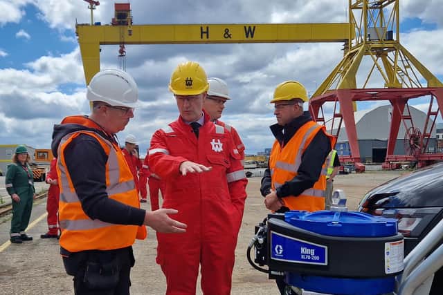 The UK Industry Minister, Chris McDonald, at Harland & Wolff, to “celebrate hundreds of millions" of government funding in NI businesses. At the News Letter we make sure such visits are covered given extensive media coverage of Dublin’s shared island money, which now includes a media funding to promote cross-border stories