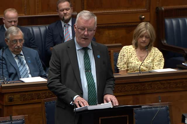 Mike Nesbitt, pictured here addressing the Assembly, recently announced he is giving more money to Northern Ireland's transgender services