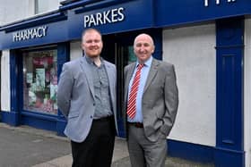 A family-run pharmacy group has acquired its third community pharmacy in the Craigavon area as part of a six-figure investment supported by Ulster Bank. The Hunter family opened Eden Pharmacy in Portadown in 1995 and soon after expanded into Richhill in 1996. As the business approaches 30 years, it has now acquired Parkes Pharmacy in Gilford. Pictured is pharmacist Matthew Hunter with Ulster Bank senior relationship manager Danny McGivern