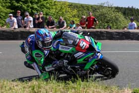 David Johnson (Platinum Club Racing Kawasaki by Carl Cox  Kawasaki) at the 2026 Isle of Man TT. (Photo by David Maginnis/Pacemaker Press)