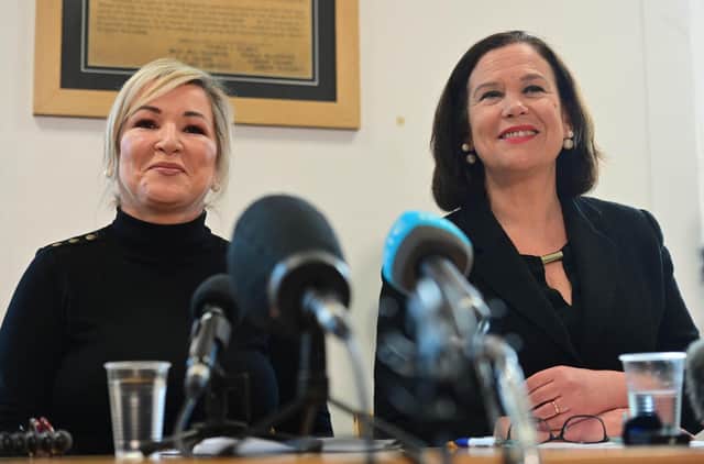 Leaders of republicanism: Michelle O’Neill and Mary Lou McDonald. O’Neill is is looking and sounding much more confident while McDonald seems stressed, writes Ruth Dudley Edwards