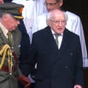 File photo dated 10/02/24 of President Michael D. Higgins, leaving Saints Peter's and Paul's Church in Dunboyne, Co Meath