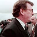 The then Ulster Unionist leader David Trimble and Sinn Fein President Gerry Adams pass within touching distance outside Castle Buildings, Stormont during a break in the 1998 negotiations before the signing of the Good Friday Agreement. Adams was so aware of Trimble’s almost physical revulsion. that he made constant attempts to shake hands with Trimble