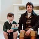 Noah Deari from Rosetta Primary and Poppy Finlay from Knockbreda Primary met ‘Rabbie’ Burns in Belfast City Hall this week