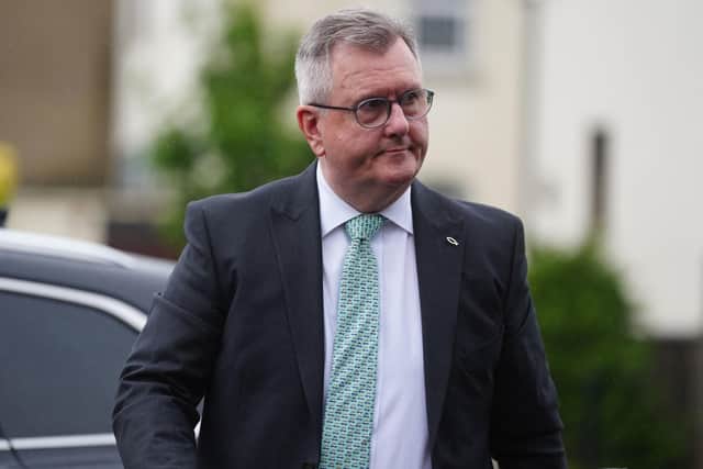 Sir Jeffrey Donaldson arriving at Newry Crown Court on Wednesday June 3. Picture: Brian Lawless/PA Wire