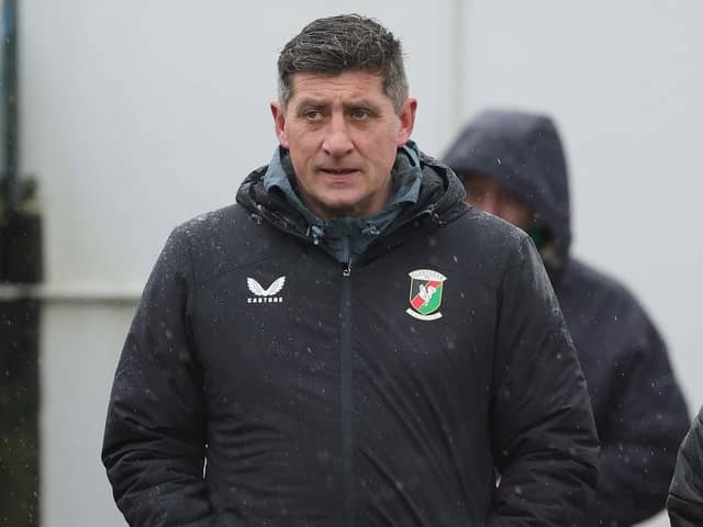 Declan Devine, hours after the announcement of his appointment as Glentoran manager until the end of the season, at Stangmore Park to watch his new players defeat Dungannon Swifts in the Sports Direct Premiership. (Photo by David Maginnis/Pacemaker Press)