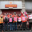 Press Eye - Belfast - Northern Ireland - 1st December 2022. Postal workers pictured at the Toome Street sorting office where they are taking part in the continuing 48 hour Royal Mail UK wide strike. Picture by Jonathan Porter/PressEye
