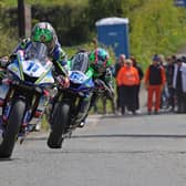 Dominic Herbertson (Burrows Engineering/RK Racing Yamaha) leads Michael Sweeney (EM Building Yamaha) in the Supersport race at the Cemcor Cookstown 100 on Saturday