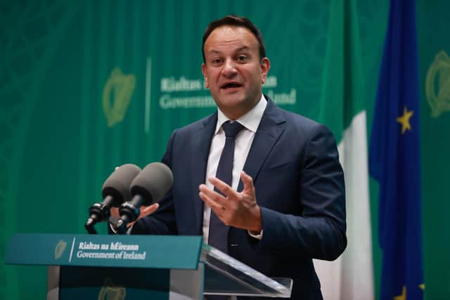Taoiseach Leo Varadkar who has joined EU Commissioner Maros Sefcovic to announce one billion euro of EU funding for Northern Ireland. Photo: Liam McBurney/PA Wire