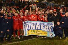 Ciaran Dobbin scored to help Portadown lift the Mid-Ulster Cup earlier this week. PIC: Eamonn Shanks