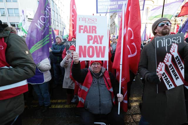 Striking public sector workers in Belfast city centre 18-01-24 Matt Mackey/Press Eye