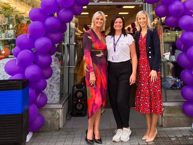 Upper Bann MP Carla Lockhart pictured with staff celebrating the opening of Menarys' new store in Lurgan
