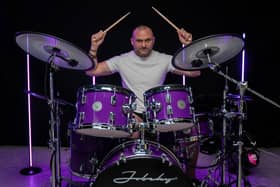 Allister Brown from Lisburn is attempted a drumming world record in memory of his partner