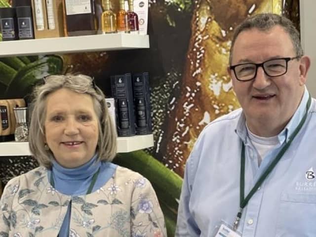 Susie Hamilton Stubber, founder and managing director of Burren Balsamics at Richhill in Co Armagh, with Bob McDonald, the company’s product development director