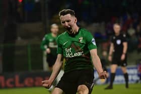 Bobby Burns bagged a Glentoran brace in the 3-0 derby success over Linfield