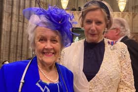 Alison Millar (right) in Westminster Abbey with Mrs Patricia Dallas BEM from Coleraine