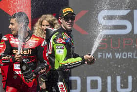 World Superbike rider Jonathan Rea finished on the podium twice at Motorland Aragon in Spain
