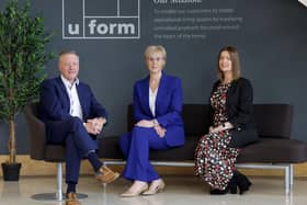 Uform to share business growth story with NI Chamber members. Pictured: Eamon Donnelly, non-executive director and co-founder, Uform), Julie Skelly, head of Belfast Business Centre, Danske Bank and Catherine Crilly, business support manager, NI Chamber