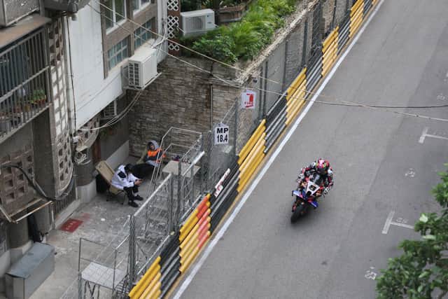 Davey Todd (Zeeco BMW) races through the streets of Macau city during the opening practice session at the 2025 Macau Grand Prix on Thursday. (Photo by Stephen Davison/Pacemaker Press)