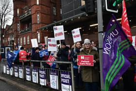 Nurses from Unison and the RCN on strike at the Mater Hospital in Belfast in December 2019