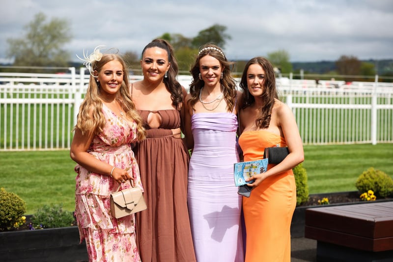 Club Mixers May Day Races at Down Royal Racecourse.

Grainne Campbell, Lauren McCartney, Chloe O,Hagan and Sinead McGarvey pictured at Down Royal.

Photo by Press Eye.