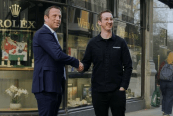 Belfast watch brand Nomadic Watches is now stocked by one of Dublin’s most recognisable luxury retailers, Weir & Sons, marking a major milestone for the young Irish company. Pictured is Peter McAuley and Chris Andrews
