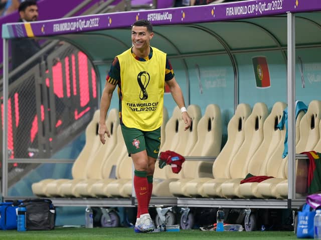 Portugal's Cristiano Ronaldo was left on the bench for his country’s 6-1 last-16 win over Switzerland. (Photo by Justin Setterfield/Getty Images)