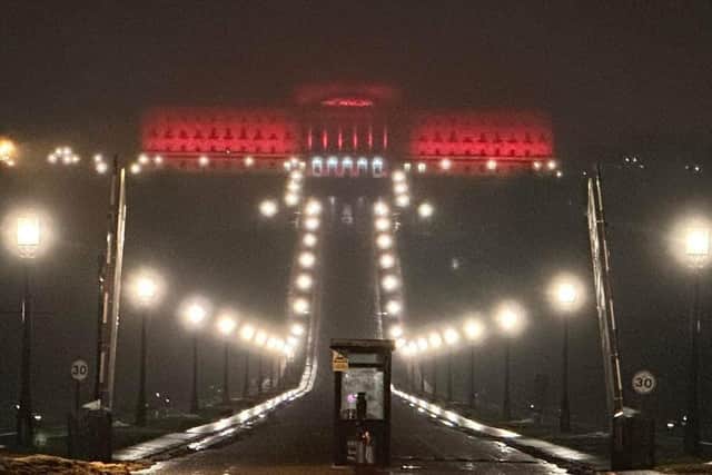 Stormont was lit up red on Saturday evening