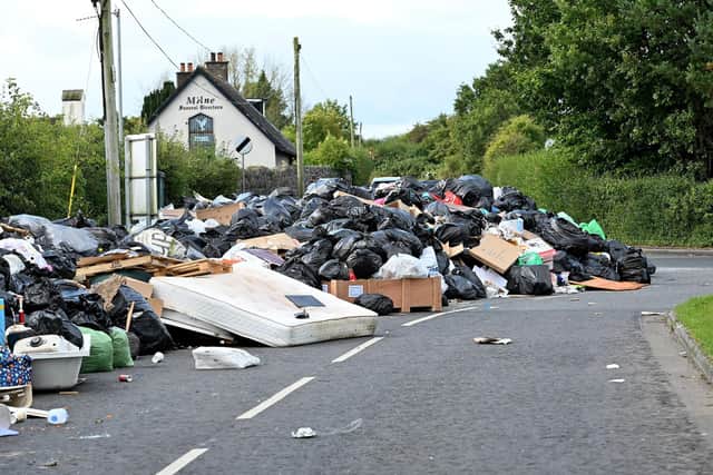 Fly tipping outside Newline recycling centre in Portadown after the council workers' strike last month.