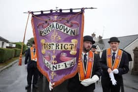 Portadown Orangemen form up at Drumcree Church before standing down after being told by the police the Garavaghy Road is not clear. Picture by Jonathan Porter/PressEye