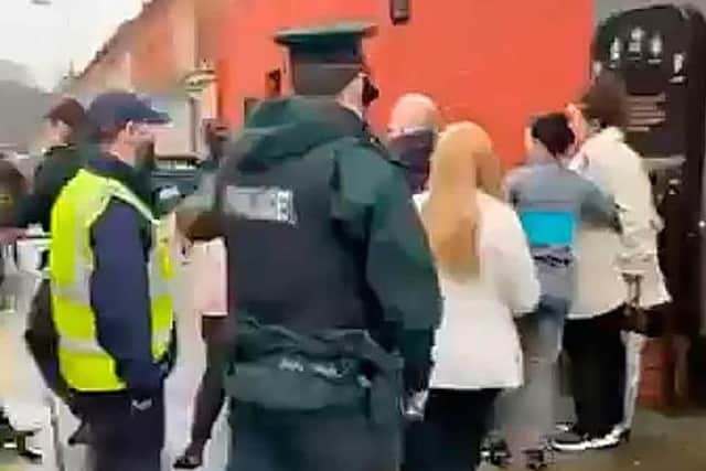 Police intervening at Ormeau Road commemoration in February 2021 - Pacemaker
