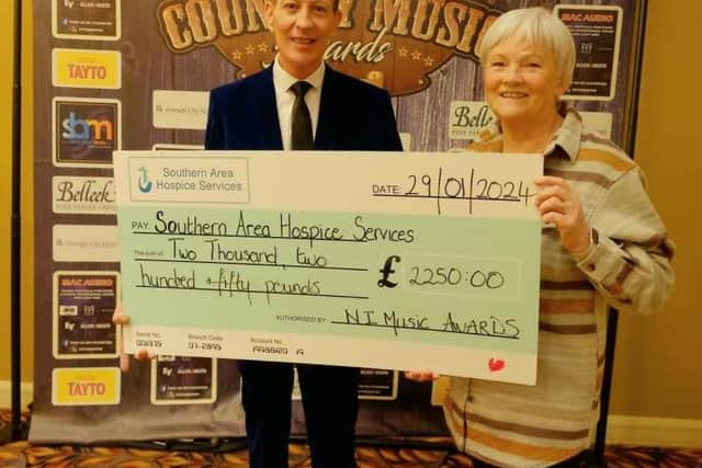 Malcolm McDowell and Flo from Southern Area Hospice