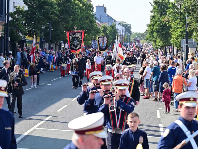 Large crowds gather in Holywood for the Royal Black 'Last Saturday' parade