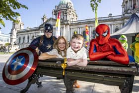 The Lord Mayor of Belfast Tina Black with six-year-old Daithi Mac Gabhann who has been awarded the freedom of Belfast City following his family's campaign for changes to organ donation laws. Photo: Steven McAuley/McAuley Multimedia/PA Wire