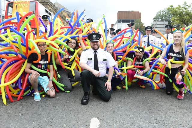 A PSNI officer at the Belfast Pride parade in 2018. Photo: Arthur Allison/Pacemaker