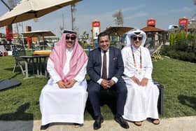 Newtownabbey's ESF is currently displaying its current Wombles inspired range of outdoor furniture at UK Pavilion as part the Doha Horticultural Expo. Pictured is Lord Ahmad of Wimbledon, Minister of State (Middle East, North Africa, South Asia, United Nations and the Commonwealth), who inaugurated the UK Pavilion at the Expo 2023 Doha International Zone alongside some of the organising committee sitting on the Wombles’ bench