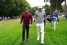 Rory McIlroy and Gareth Bale during the Pro-Am ahead of the 2023 BMW PGA Championship at Wentworth Golf Club in Virginia Water, Surrey. PIC: Zac Goodwin/PA Wire.