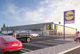 Computer generate image of the new Lidl NI state-of-the-art concept store at Sprucefield Park in Lisburn