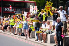 People protest last month against Ulez expansion to the edges of greater London. ​Car usage on the outskirts of London, which is on the verge of countryside, is similar to its usage in rural Northern Ireland. Photo: James Manning/PA Wire
