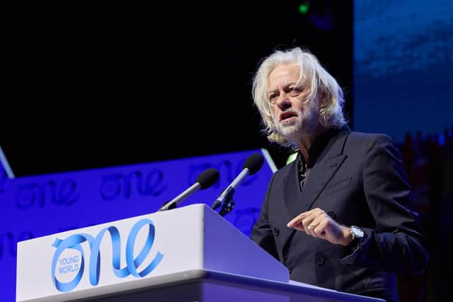 Bob Geldof speaking at the One Young World summit at the ICC in Belfast. Credit: One Young World/PA Wire