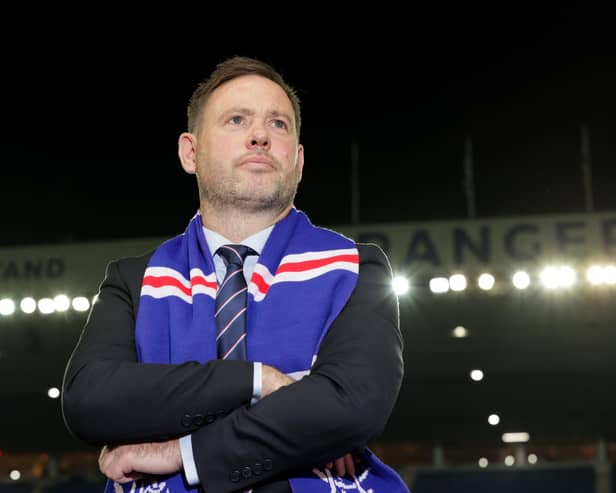 Newly-appointed Rangers manager Michael Beale during a press conference at the Ibrox Stadium on December 1