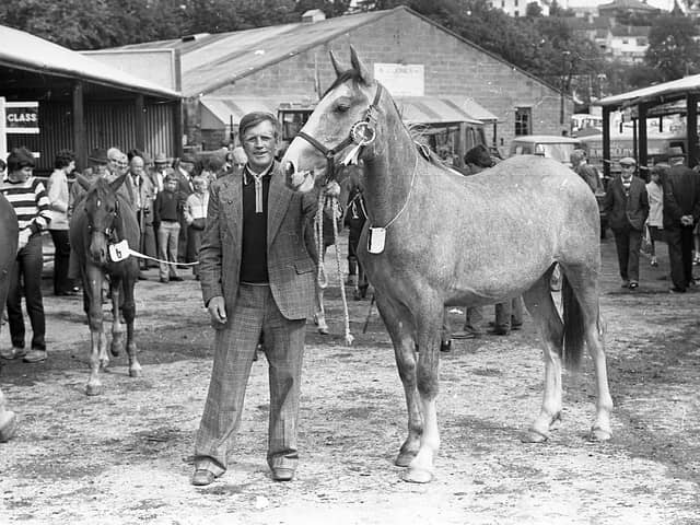 Mr Gerald Brown, Fintona, Co Tyrone, with his prize winning filly at the Enniskillen (Fermanagh) Show in August 1982. Picture: Farming Life/News Letter archives