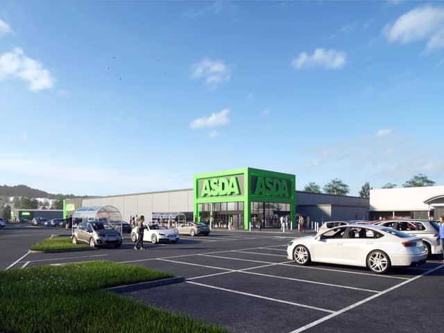 After last year’s devastating floods, members of the public have said that the plans are ‘great’, that the new Asda store is ‘very much needed for Downpatrick’, and that the anchor retailer in the town is the ‘biggest draw for smaller businesses and services’.  Pictured is CGI of the new store