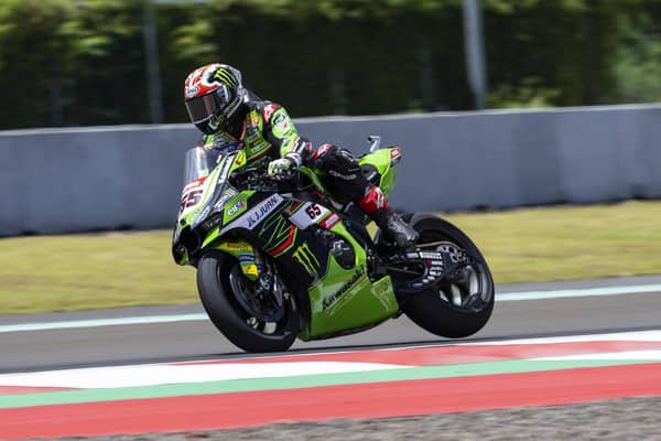 Jonathan Rea on his Kawasaki at Mandalika in Indonesia, where the Northern Ireland rider finished ninth in Saturday's opening race at round two of the World Superbike Championship.