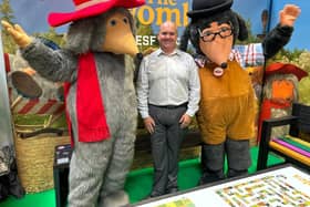 Newtownabbey based Environmental Street Furniture (ESF) have launched a new innovative range of outdoor furniture manufactured from 100% recycled agricultural silage wrap. Endorsed by ‘The Wombles’, the product range will be on display at the Balmoral Show. Pictured is Alan Lowry, CEO of ESF with 'The Wombles'