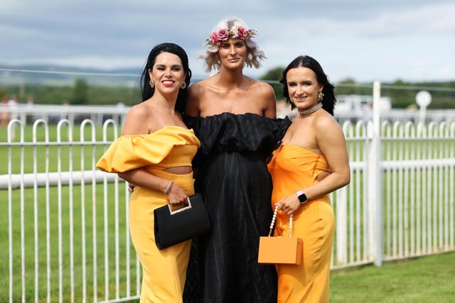 Press Eye - Belfast -  Northern Ireland - 28th July 2023 - 

Danielle Garrity, Jenny Mitchell and Antonia OÕNeill pictured at Down Royal Race Evening at Down Royal Racecourse. 

Photo by Kelvin Boyes  / Press Eye :-