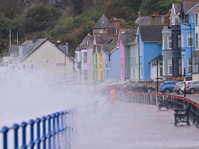 Waves at Whitehead in Co Antrim during Storm Agnes in September 2023. Photo: Colm Lenaghan/Pacemaker