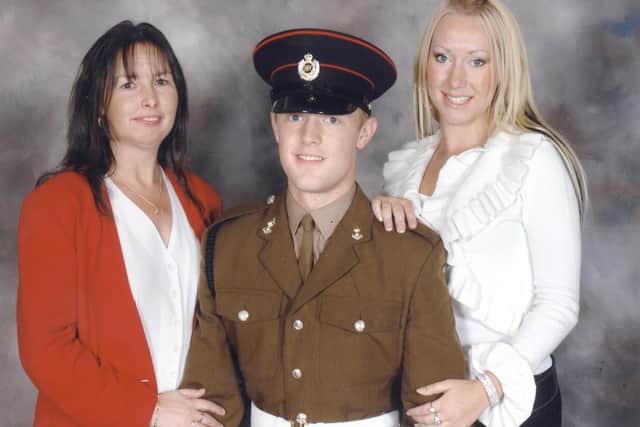 Sapper Mark Quinsey was one of two British soldiers killed in the Real IRA attack at Masserene Barracks in Antrim in 2009. His sister Jaime, right, has told how his mother, left, died prematurely from a broken heart, as a result.