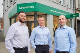 Northern Ireland opticians invest £280,000 after over 50 years community service. Pictured are store directors JP Rice, Michael Kennedy and Colm Campbell. Credit: Aaron McCracken Photography
