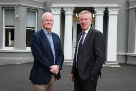Construction Employers Federation (CEF) has partnered with the Institute of Directors (IoD) Northern Ireland to provide CEF members with opportunities to strengthen their leadership and management skills and support the continued development of their careers. Pictured is Mark Spence, chief executive of the CEF and John Hansen, chair of IoD Northern Ireland
